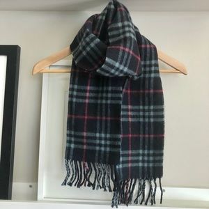 Navy Blue Plaid Wool blend Scarf